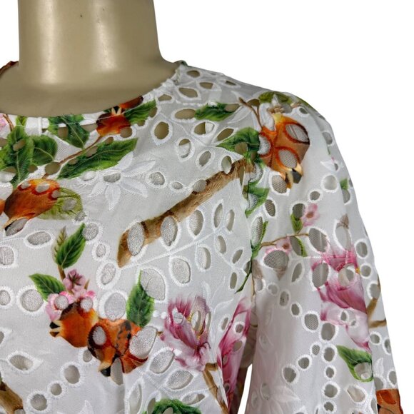 Gracia Womens White Floral Eyelet Lace Peplum Top  Size M - Picture 6 of 15